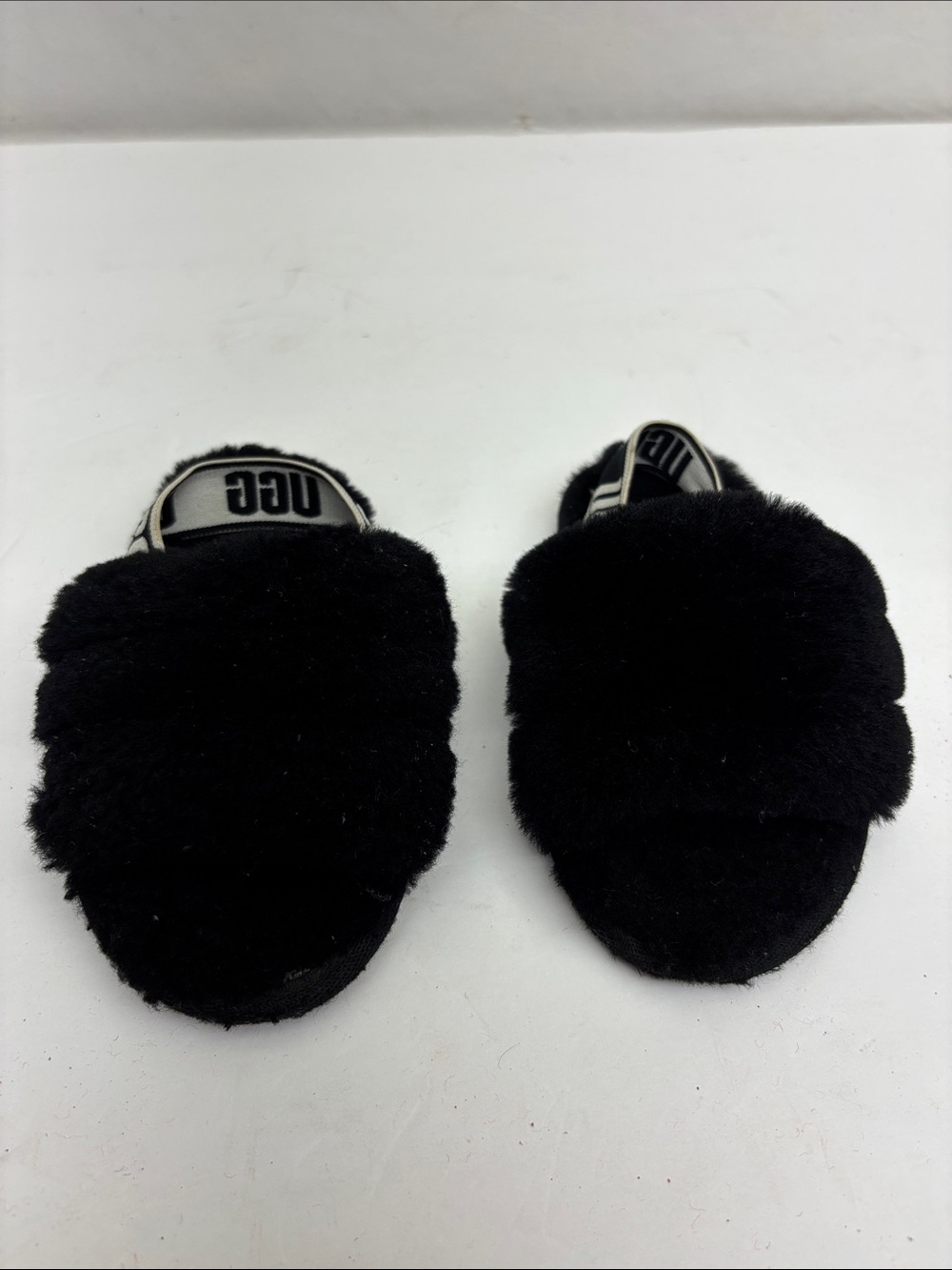 UGG Black Plush Slide Sandals, for baby SZ 7, box 50